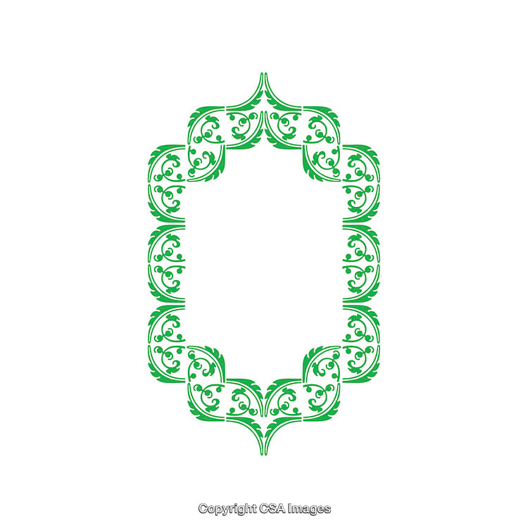 Ornate Green Decorative Frame Design with Elegant Swirling Patterns