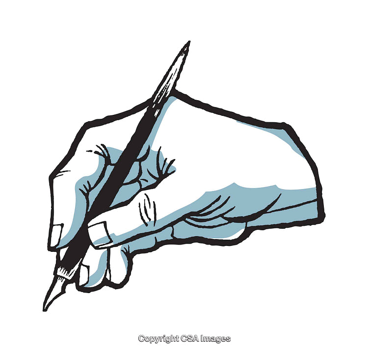 Illustration of a Hand Holding a Pen in Artistic Minimalist Style