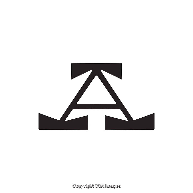 Stylized Monochrome Design Featuring the Letter A with Unique Angled Elements