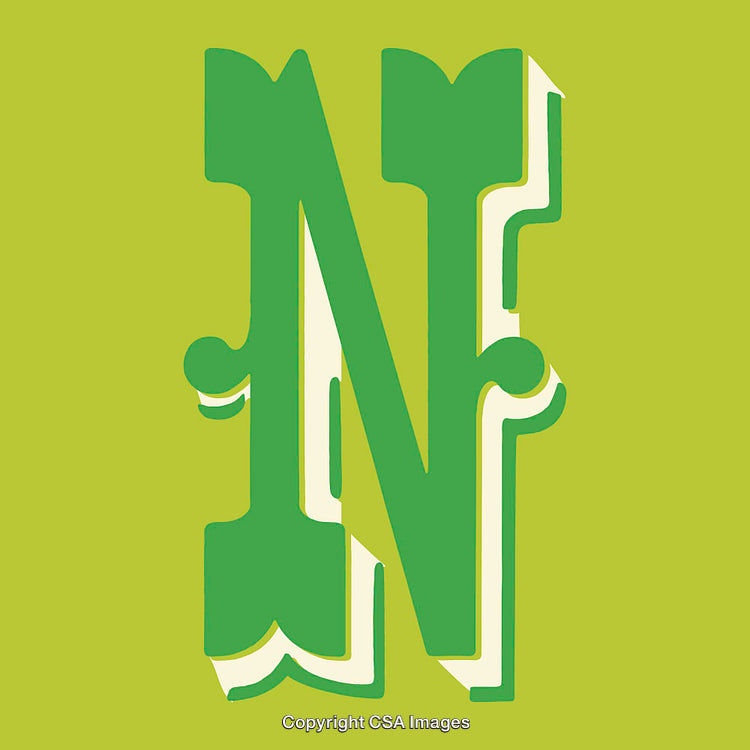 Ornate Letter N Design on a Vibrant Green Background