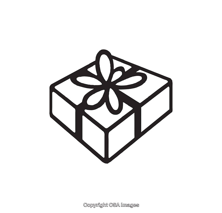 Simple Line Art of a Gift Box With Ribbon Illustration