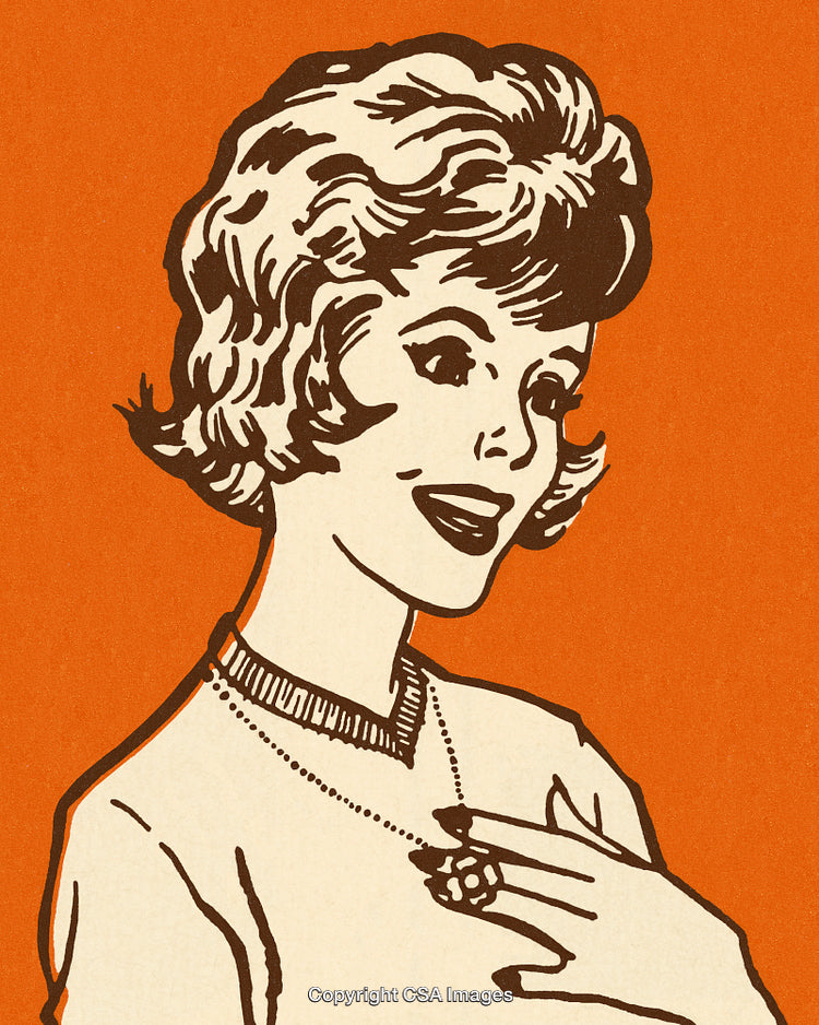 Vintage Pop Art Illustration of a Happy Woman with Retro Style