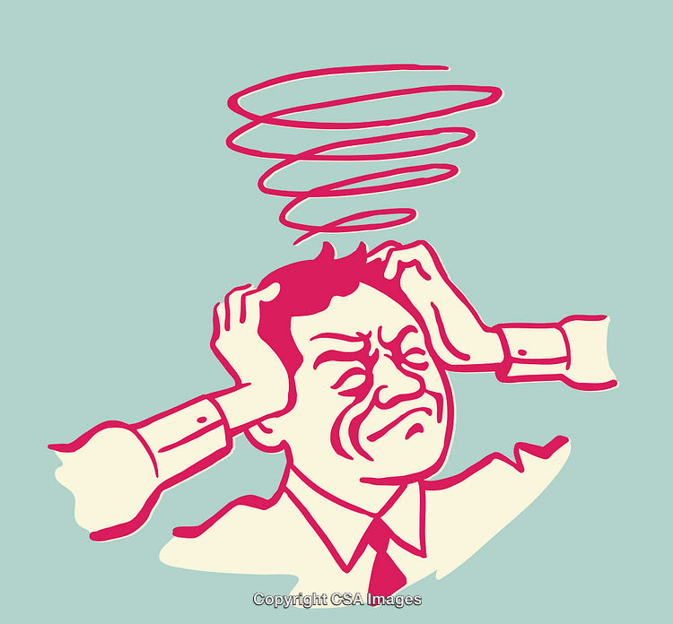 Illustrated Concept of Stress and Frustration Depicted in Line Art