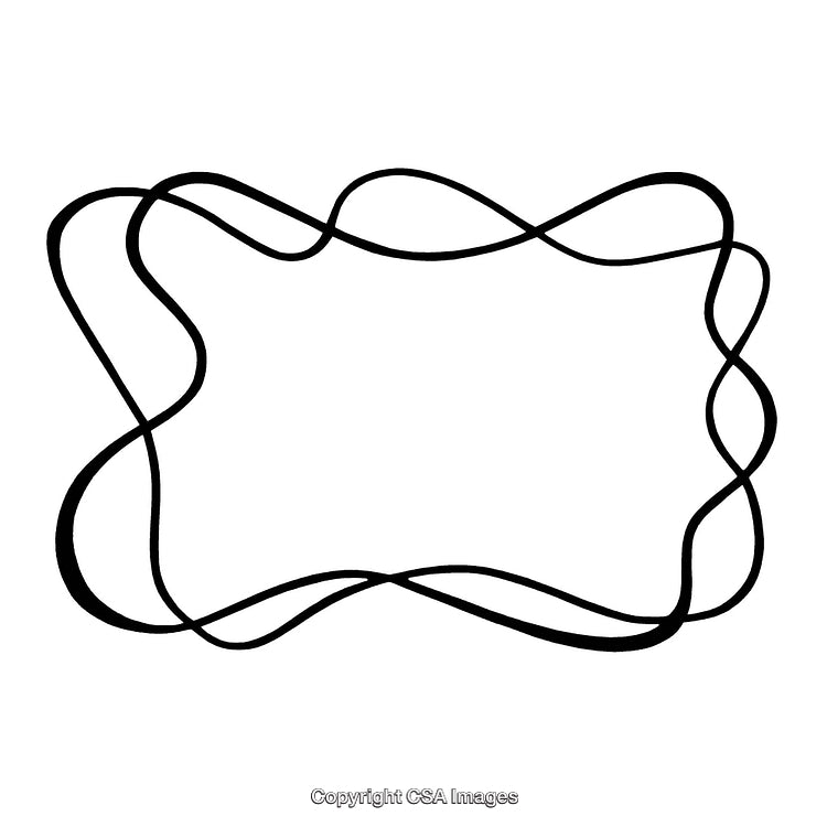 Abstract Black and White Border with Curved Lines on White Background