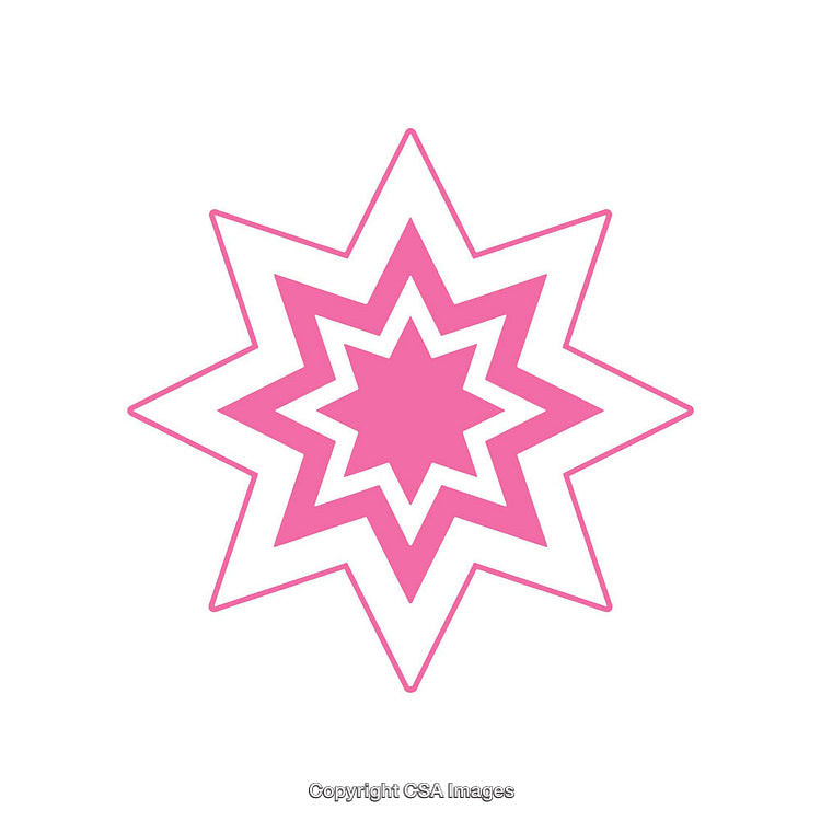 Pink Geometric Star Shape With Symmetrical Design on White Background