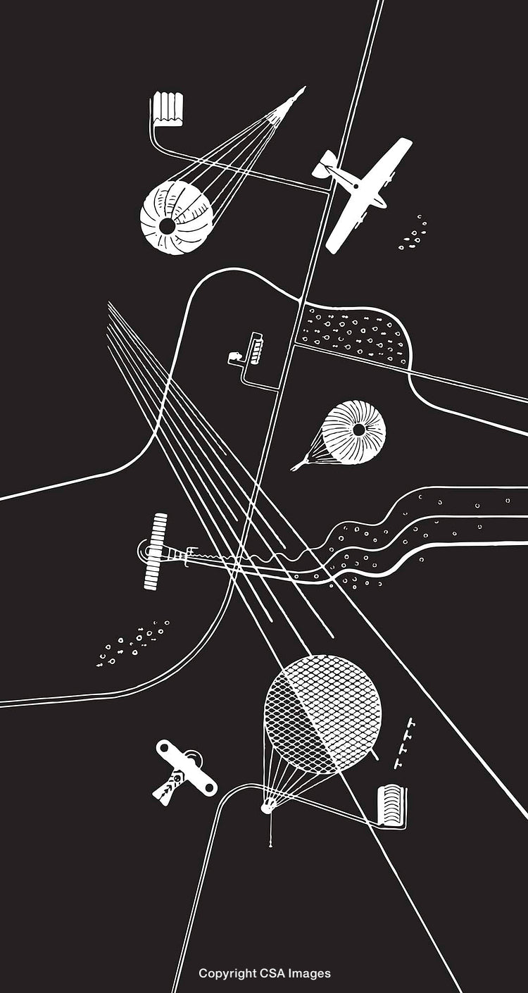 Abstract Black and White Airborne Transport Design Illustration