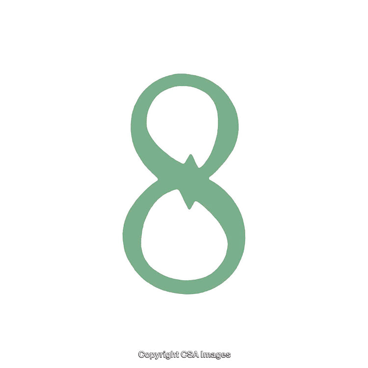 Green Artistic Number Eight Design on White Background