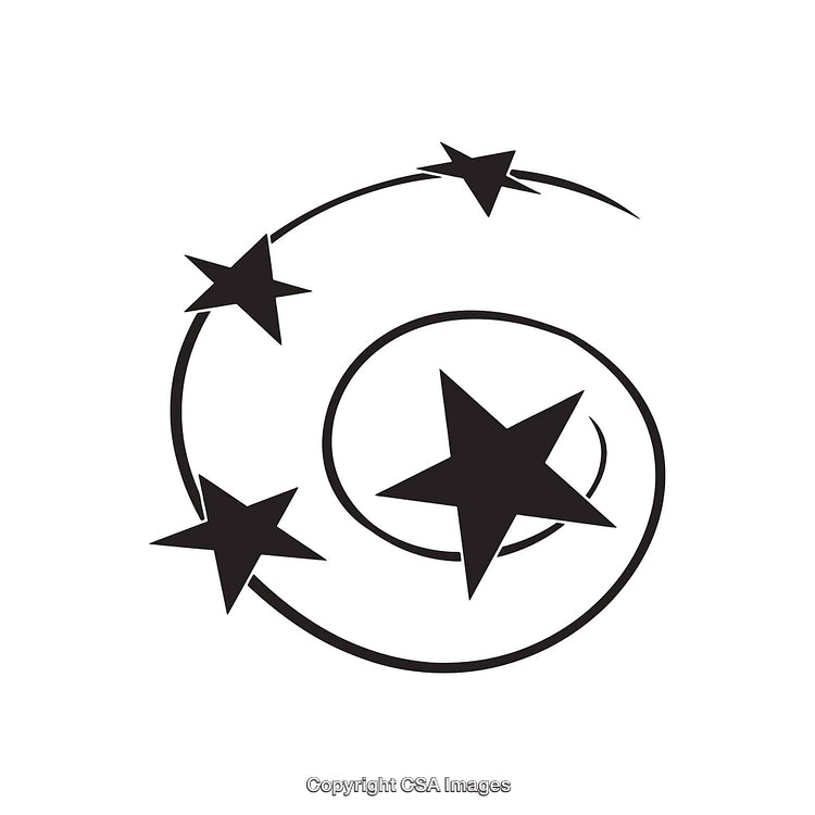 Abstract Black and White Star Swirl Design with Spiral Elements