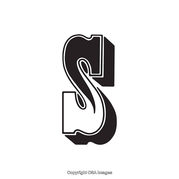 Artistic Black and White Illustration of the Letter S