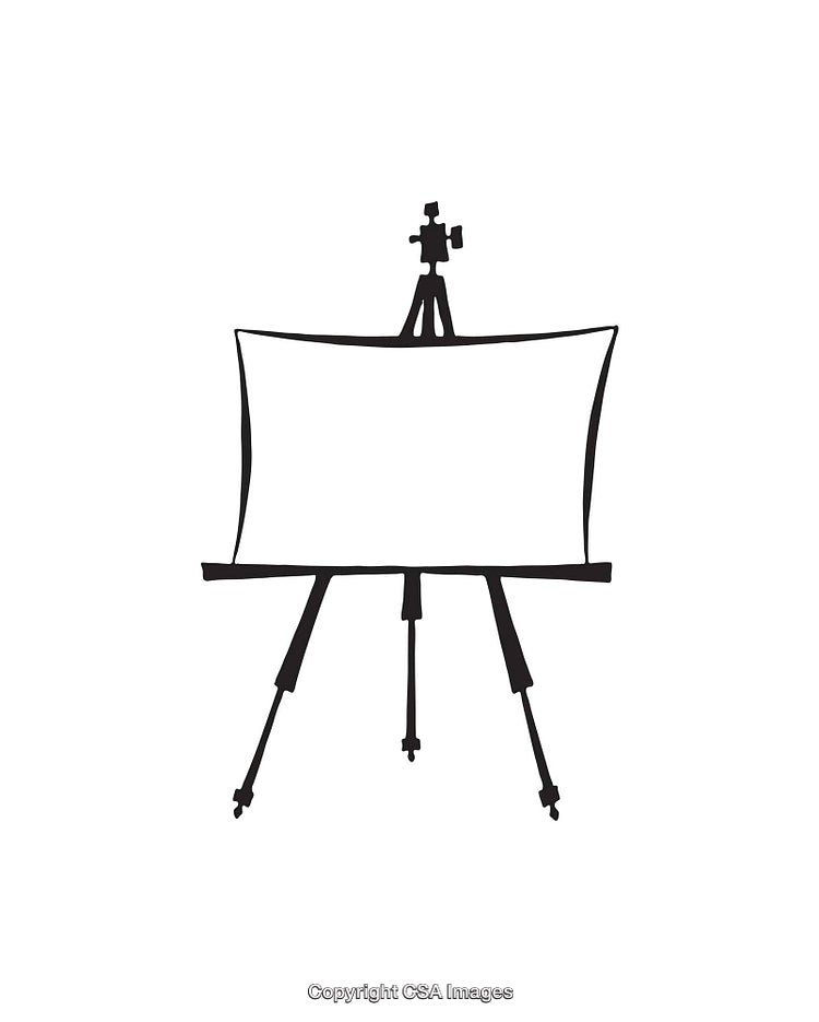 Minimalist Black And White Easel Line Art Illustration