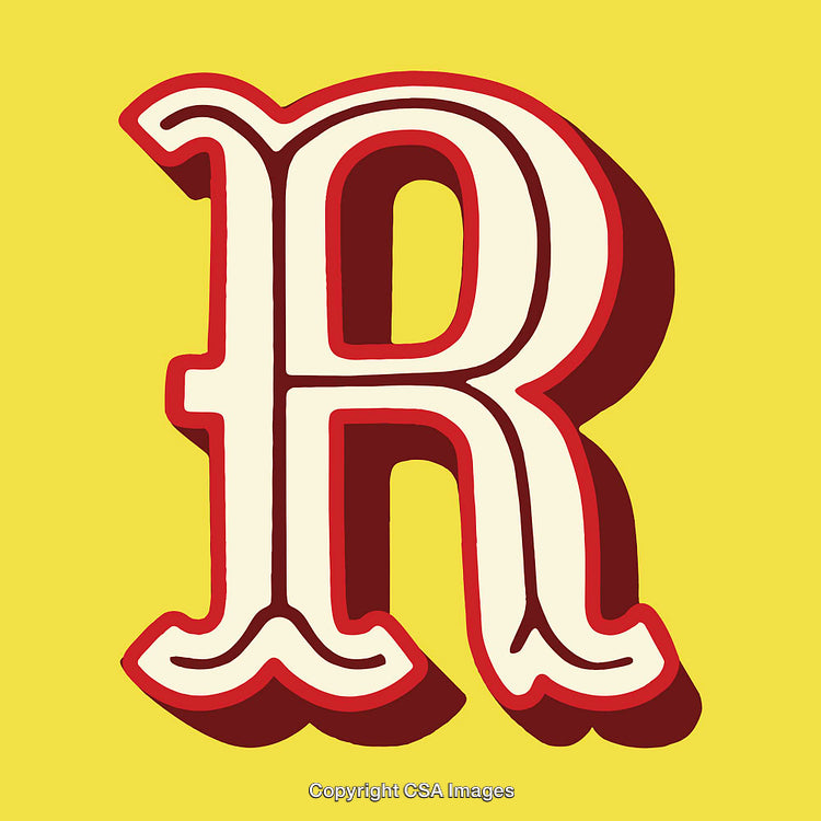 Elegant Retro Letter R Design with Bold Colors and Unique Typography