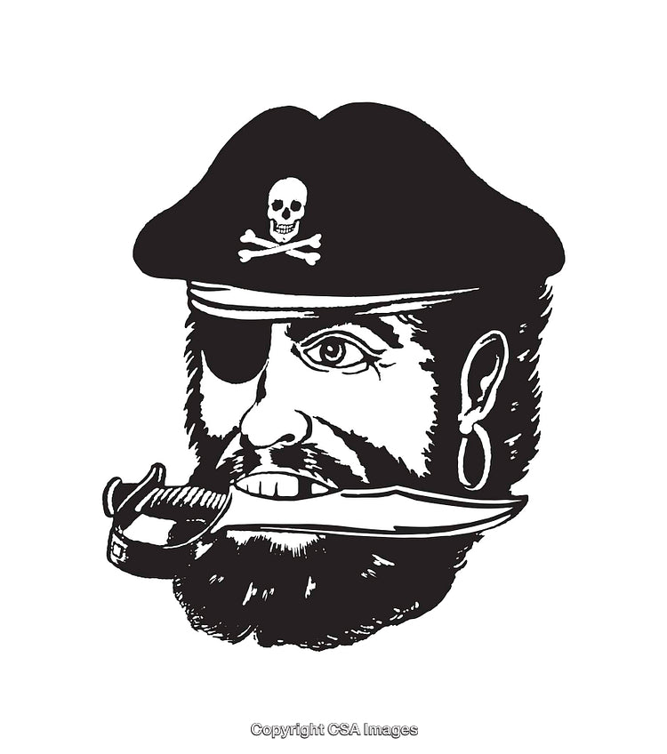 Detailed Black and White Pirate Line Illustration for Artistic Designs