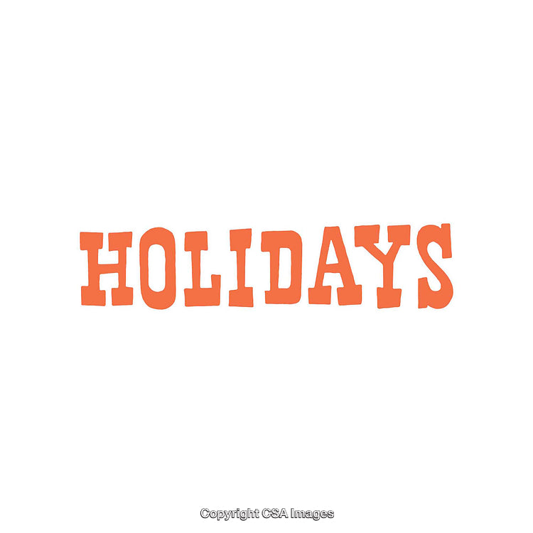 Bold Orange Text Highlighting the Word 'Holidays' on a White Background