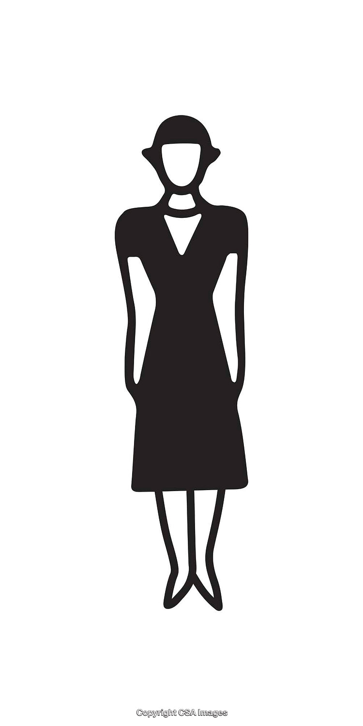 Minimalistic Black and White Icon of a Female Figure