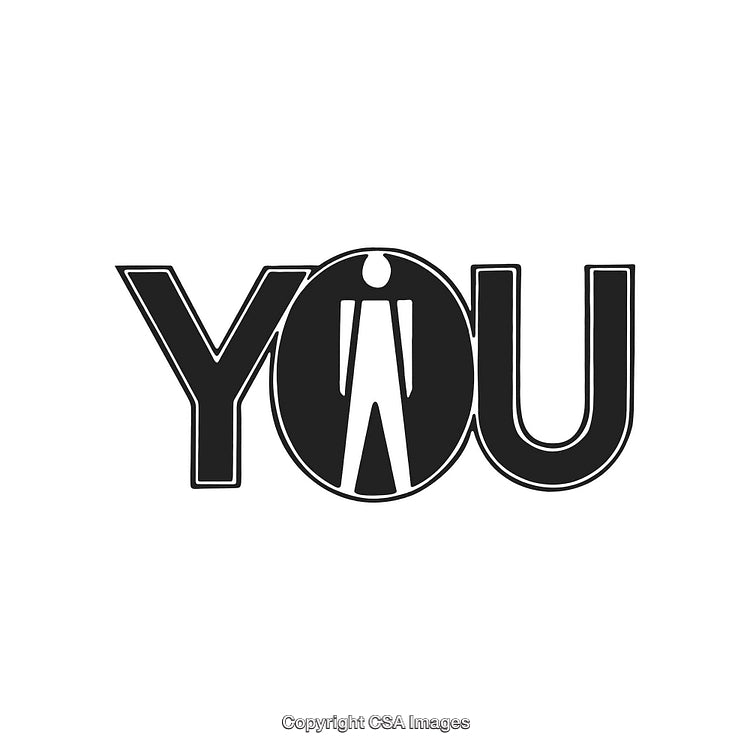 Creative Typography Design Featuring a Figure Inside the Word 'You'