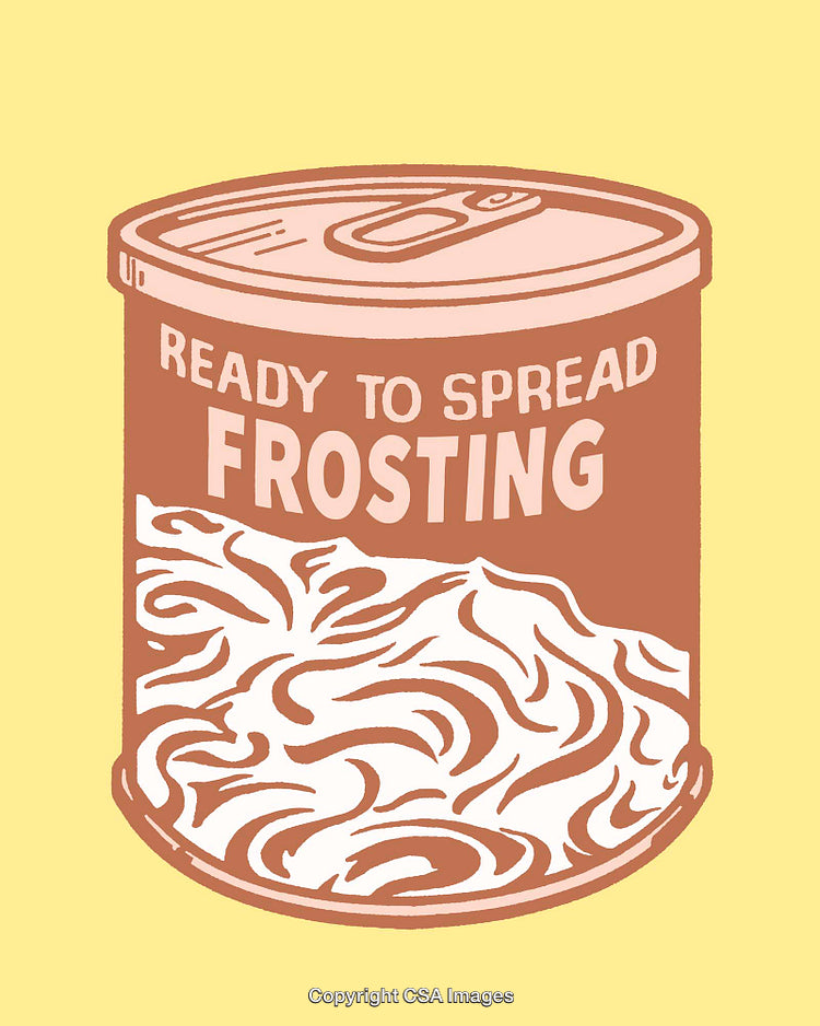 Colorful Illustration of a Ready-To-Use Frosting Can with Swirling Design