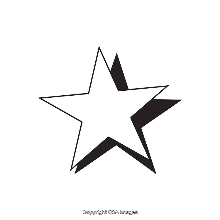 Black and White Overlapping Star Shape Dingbat Illustration