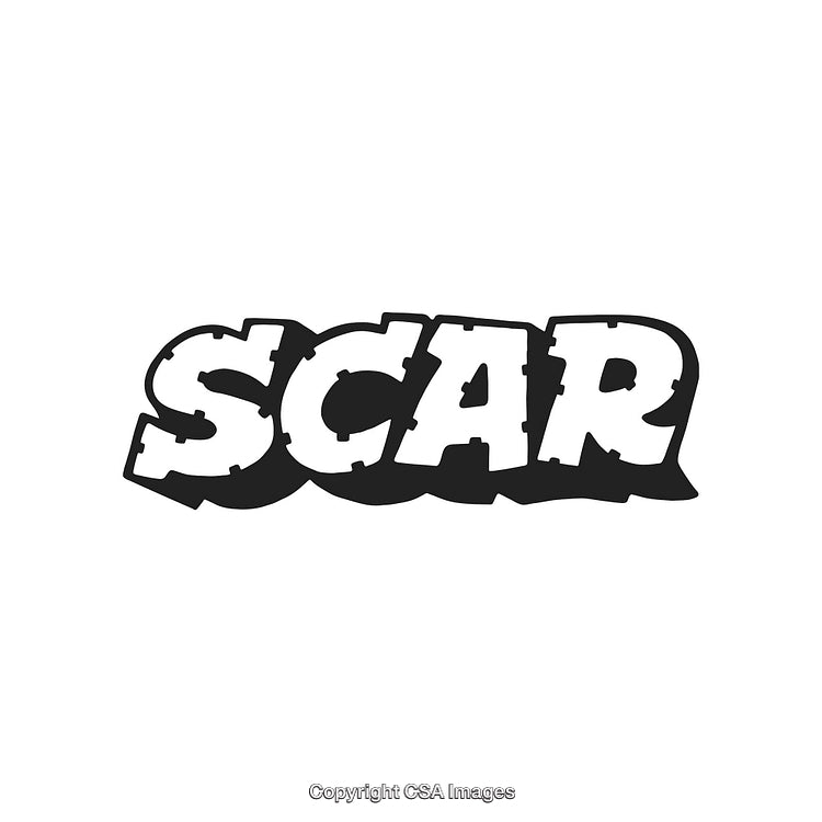 Bold Typography Depicting the Word "Scar" in a Retro Comic Style