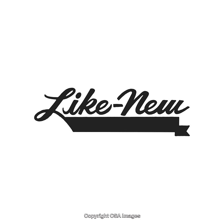 Elegant Black Ribbon Design with Stylish Script Text "Like-New"