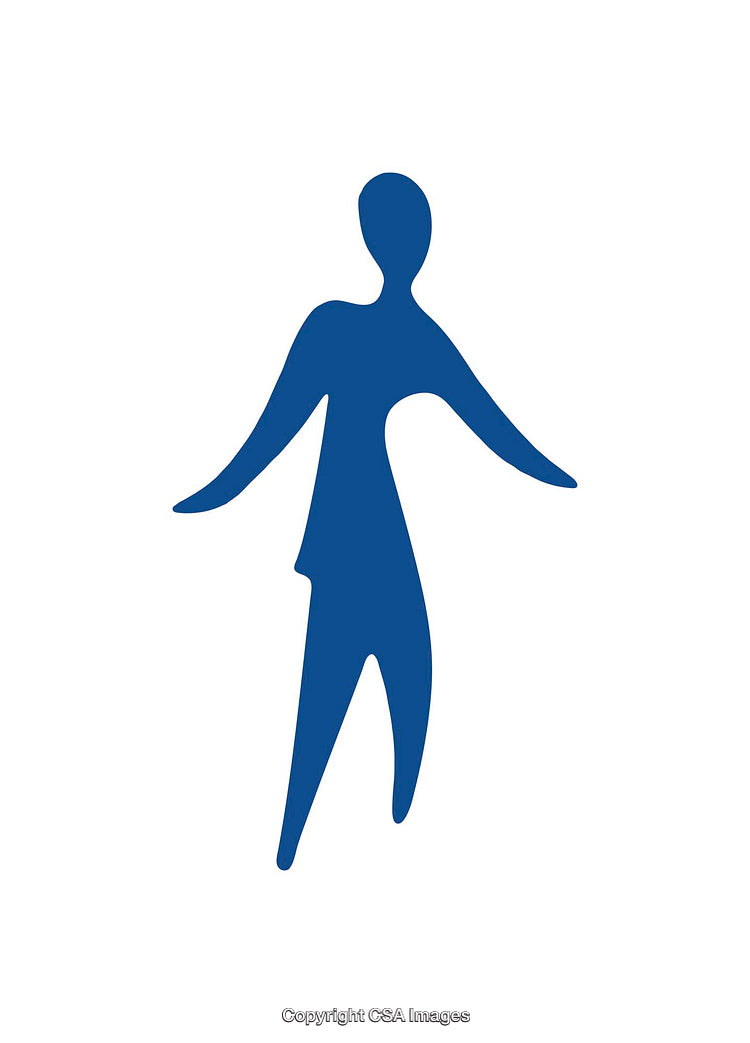 Abstract Blue Silhouette of a Human Figure on White Background