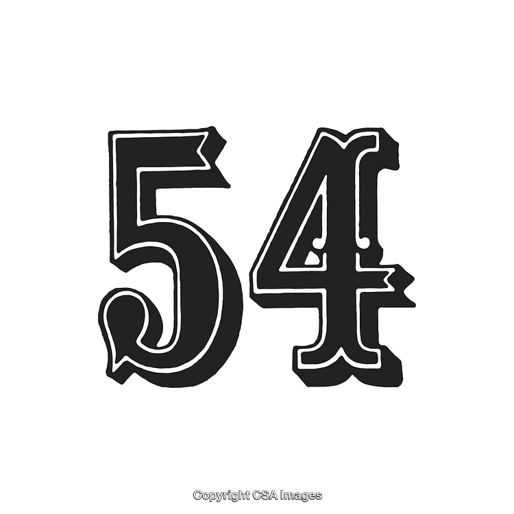 Bold Black and White Vintage Number Fifty-Four Design