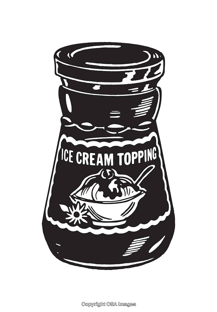 Black And White Line Art of Ice Cream Topping Jar