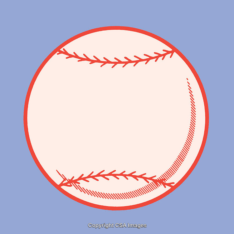 Illustration of a Baseball with Minimalist Red and Blue Design