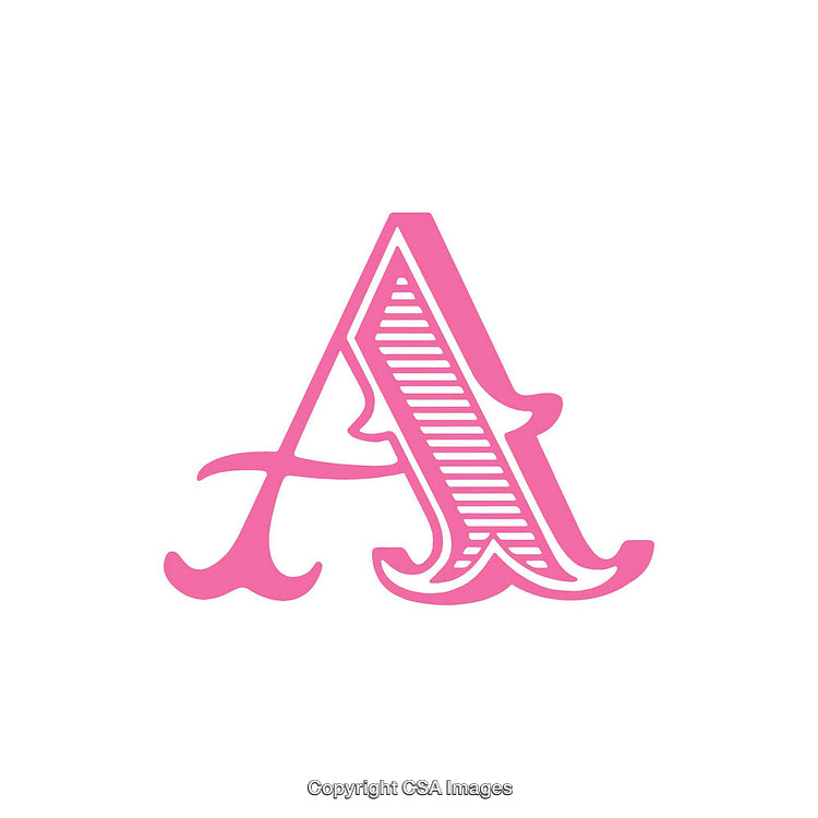 Ornate Pink Letter A Design on White Background