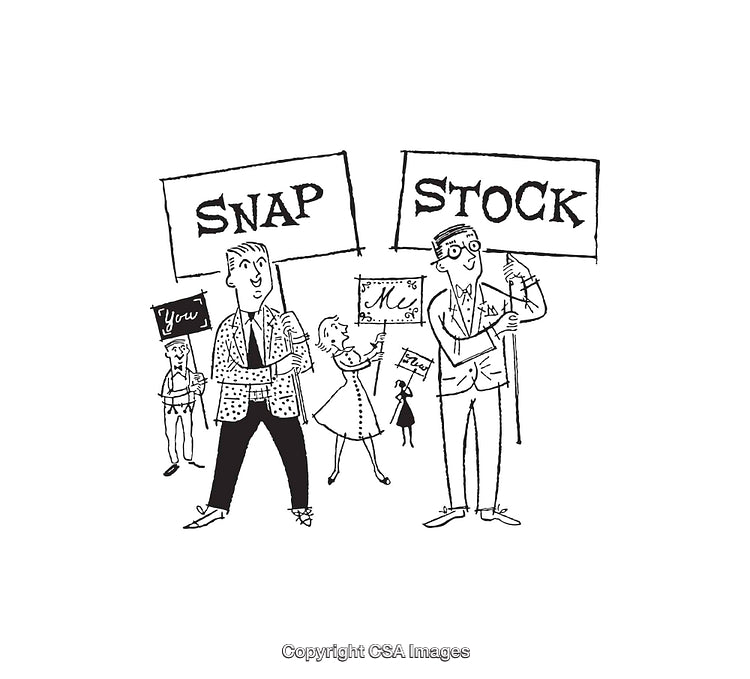 Black and White Line Art of People Holding Protest Signs