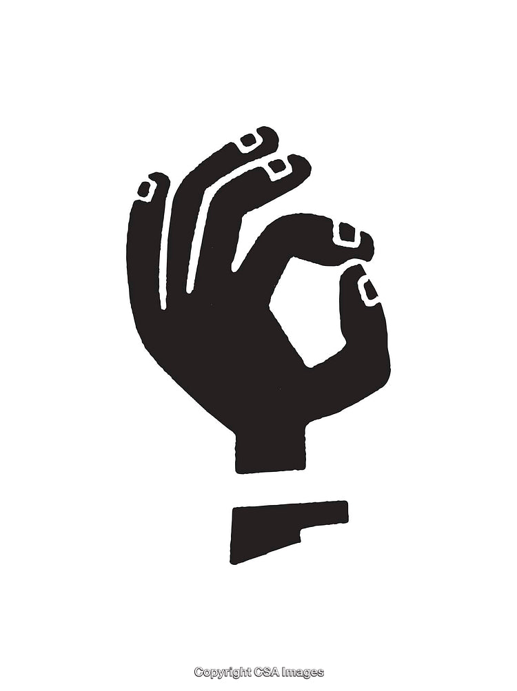 Black and White Silhouette Illustration of an Okay Hand Gesture