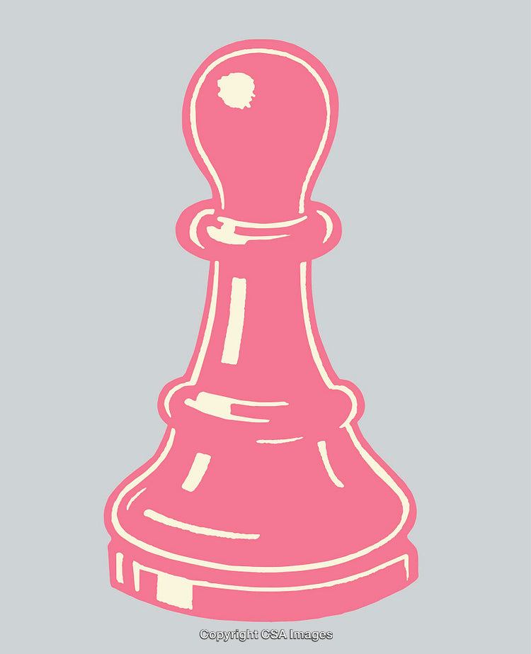 Pink Chess Pawn Line Art Illustration on Subtle Gray Background