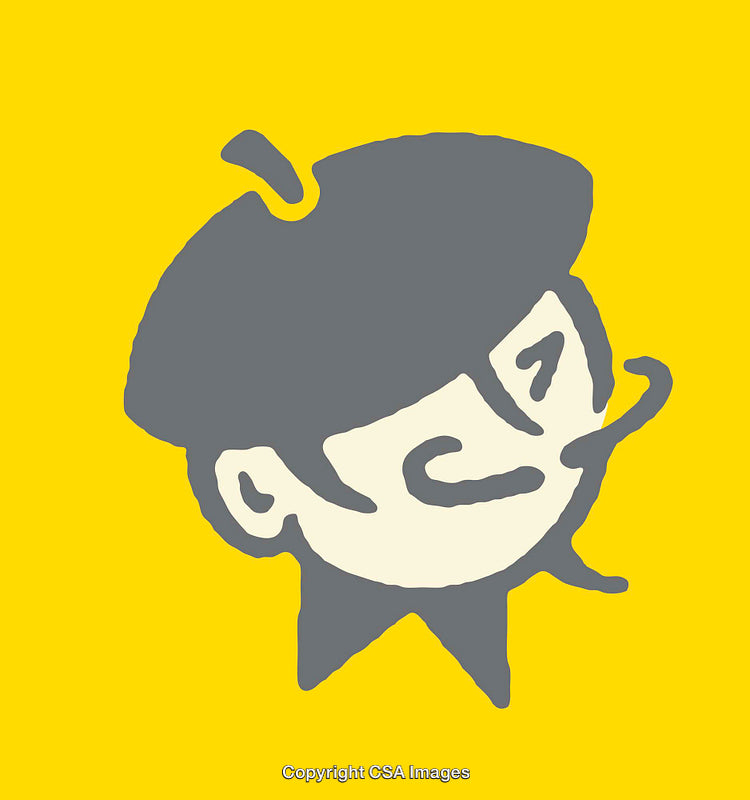 Artistic Line Art of a Character with a Yellow Background