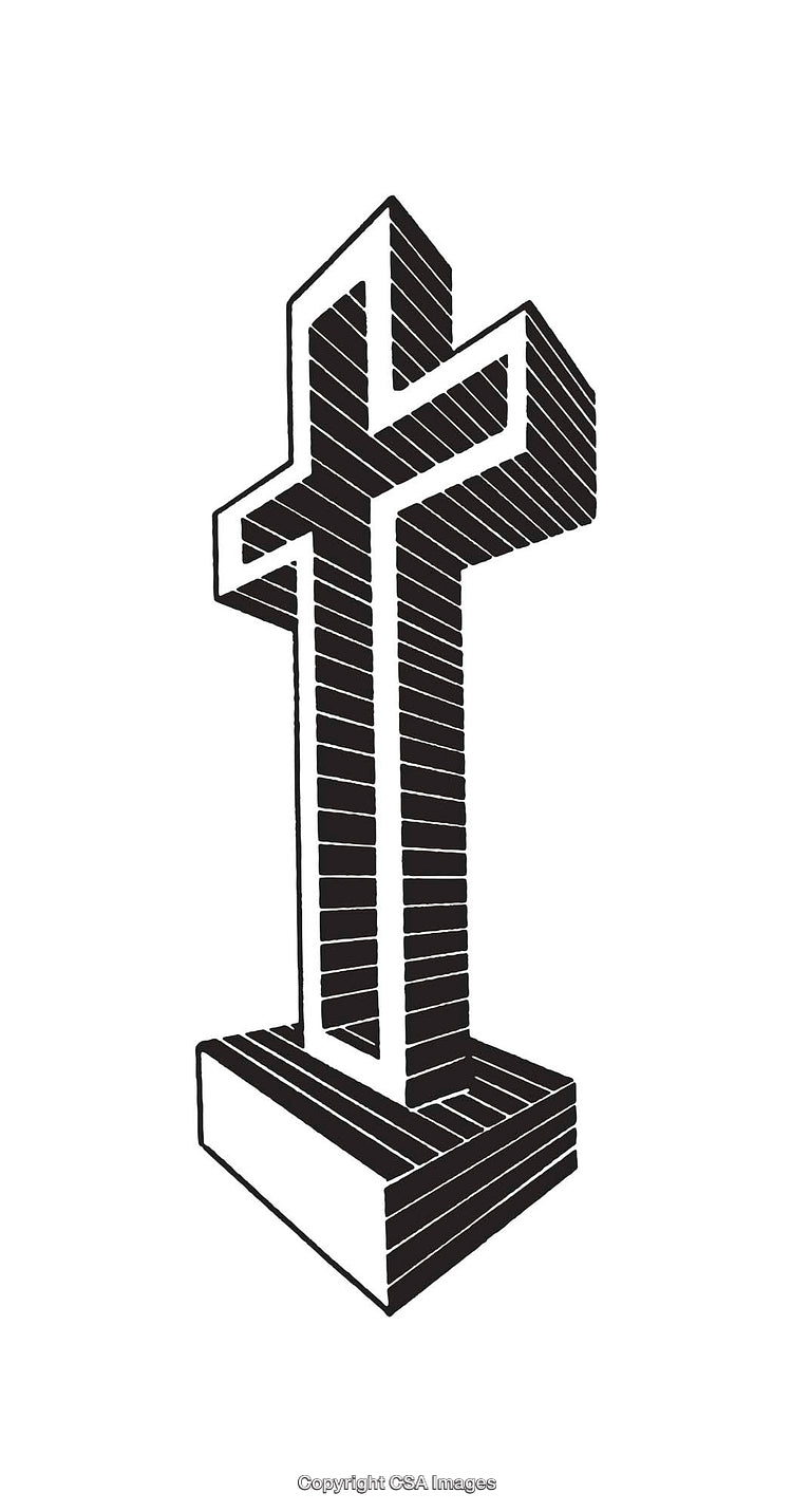 Black and White Geometric Cross Illustration with Bold Lines