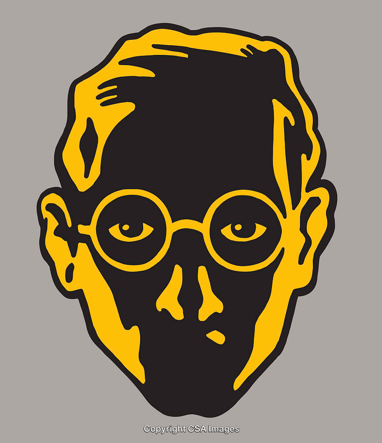 Stylized Line Art Illustration of a Face with Glasses and Unique Detail