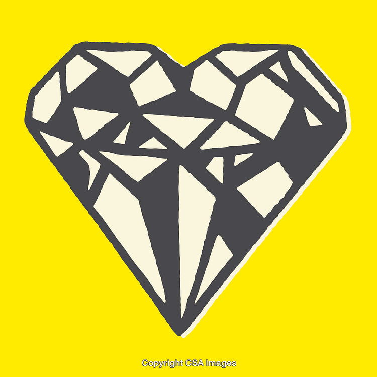 Geometric Heart Illustration with Bold Yellow Background
