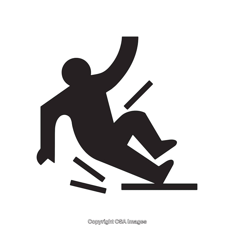 Black and White Icon of a Person Slipping on a Surface