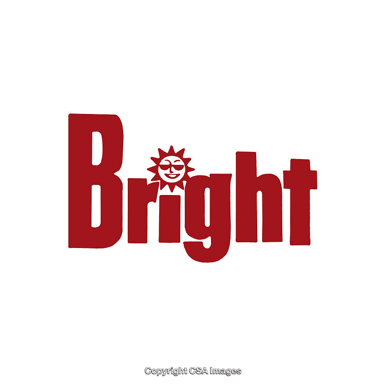 Red Text Illustration Featuring Smiling Sun and Bright Typography Design