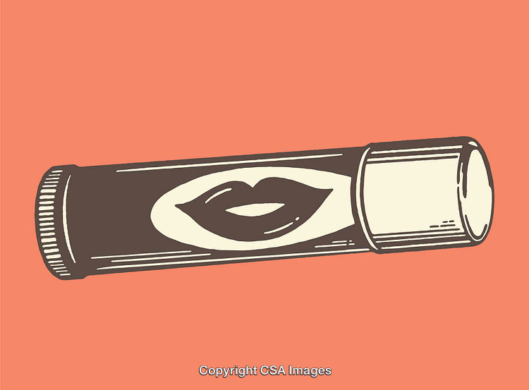 Vintage Style Illustration of a Lip Balm on Orange Background