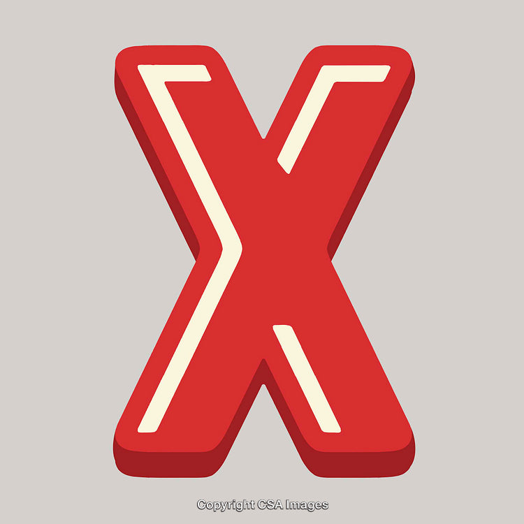 Bold Three-Dimensional Red Letter X on Neutral Background