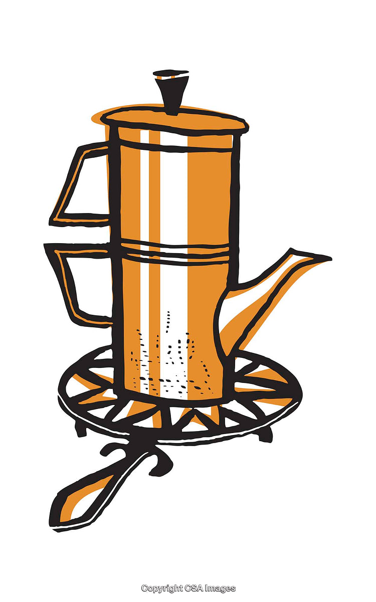 Vintage Inspired Colorful Illustration of a Stovetop Kettle Design