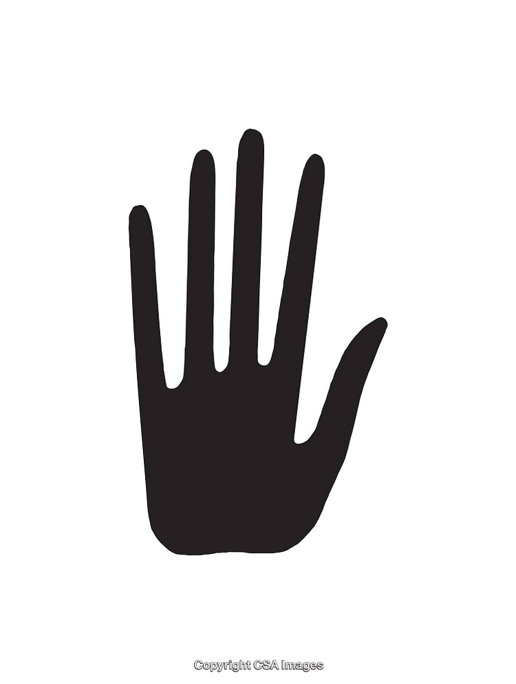 Black Silhouette Hand Icon Symbolizing Attention, Stop, or Contact