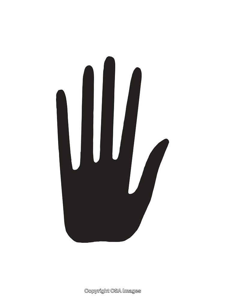 Black Silhouette Hand Icon Symbolizing Attention, Stop, or Contact