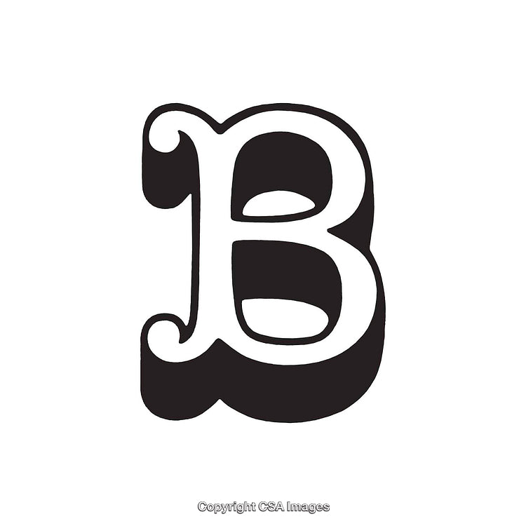 Bold Black Letter B Design with Decorative Elements on White Background