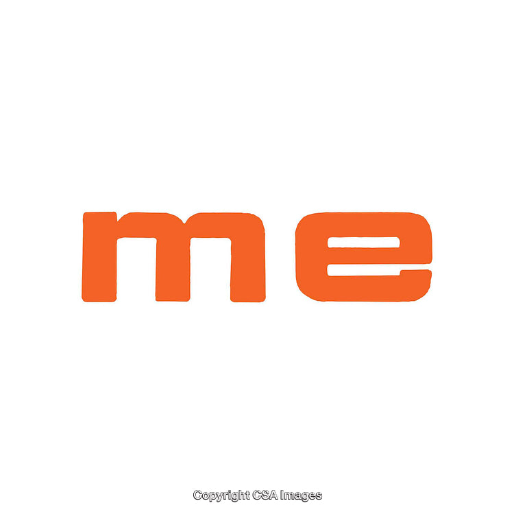 Minimal Typography Artwork Featuring the Bold Word 'Me' in Orange