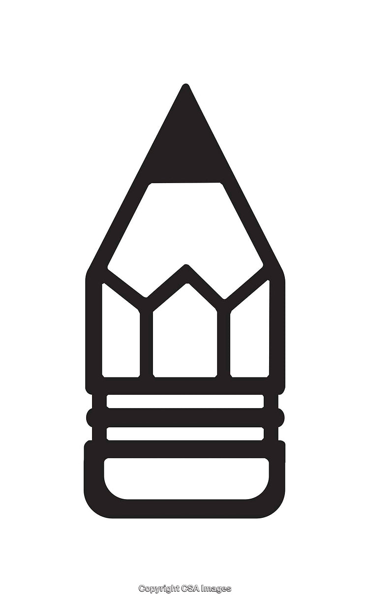 Stylized Black and White Pencil Icon with Simple Design