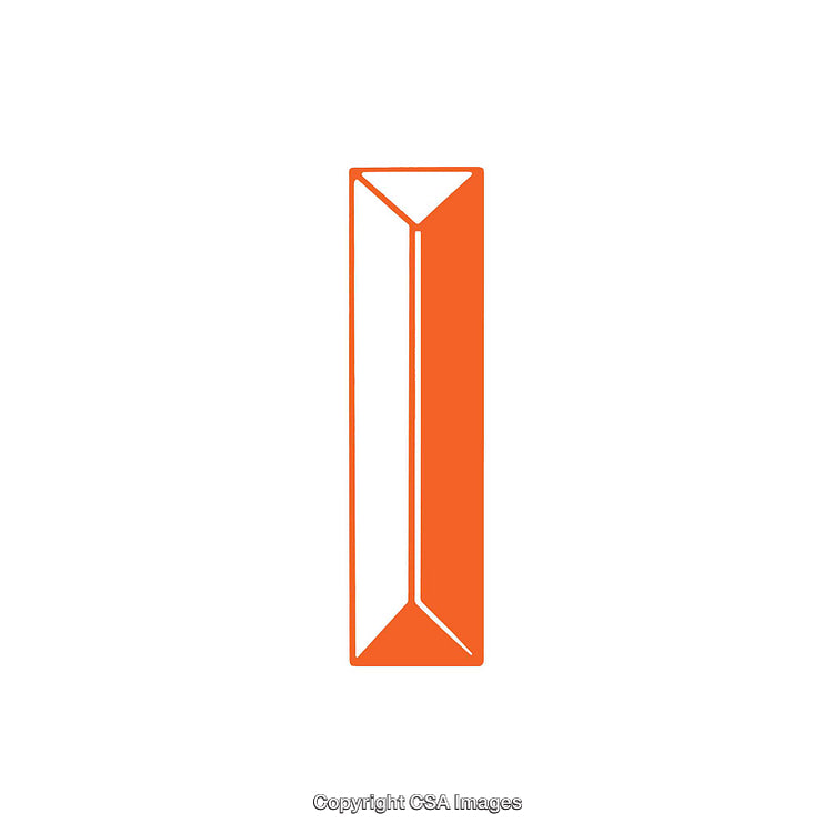 Orange Geometric Illustration Representing the Letter I on White Background