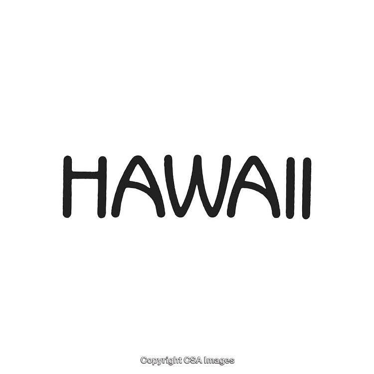 Handwritten Hawaii Typography on White Background in Bold Black Letters