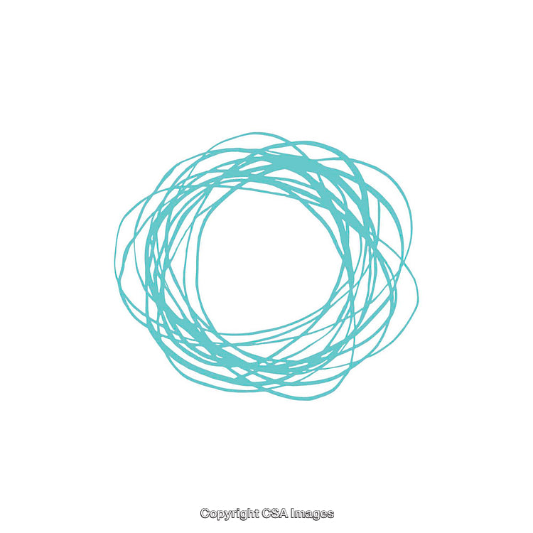 Abstract Circular Design Featuring Irregular Turquoise Scribble Lines