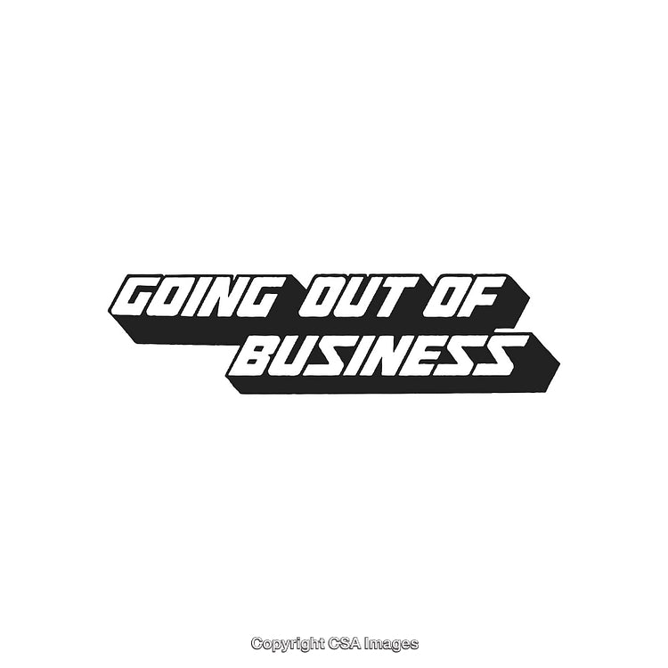 Going Out of Business Sign in Bold Black and White Design