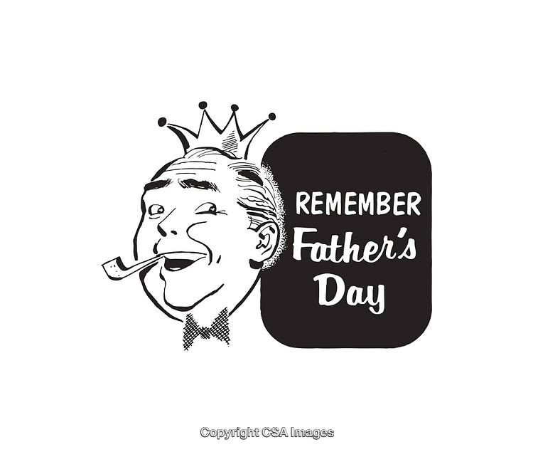 Retro Black and White Illustration Highlighting Father’s Day Reminder